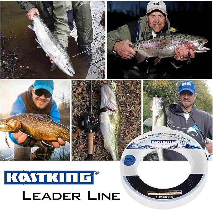 KastKing DuraBlend Monofilament Leader Line - Premium Saltwater Mono Leader Materials - Big Game Spool Size 120Yds/110M