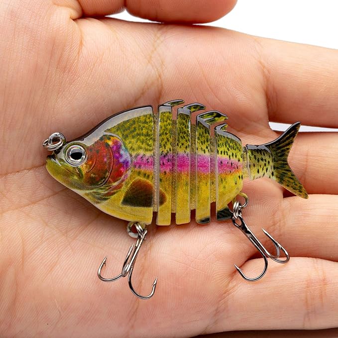 Bassdash SwimPanfish 0.34oz Hard Swimbaits Multi Jointed Topwater Trout Bass Fishing Crank Lure for Freshwater and Saltwater
