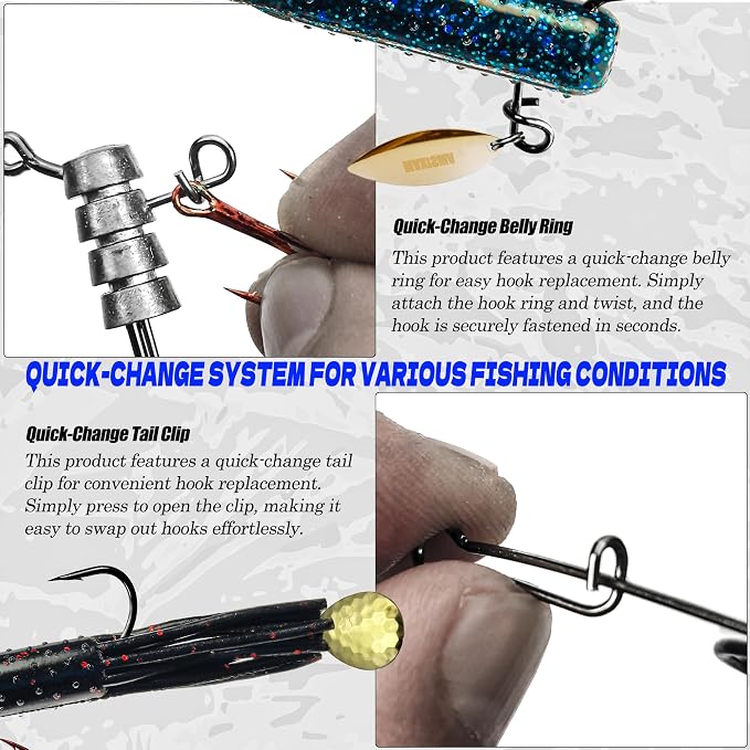 30/20/10 Pcs Tube Jig Heads for Bass Fishing, Tube Bait Worm Hooks rigs for Freshwater Saltwater, 5/16oz, 1/4oz, 3/16oz, 1/8oz