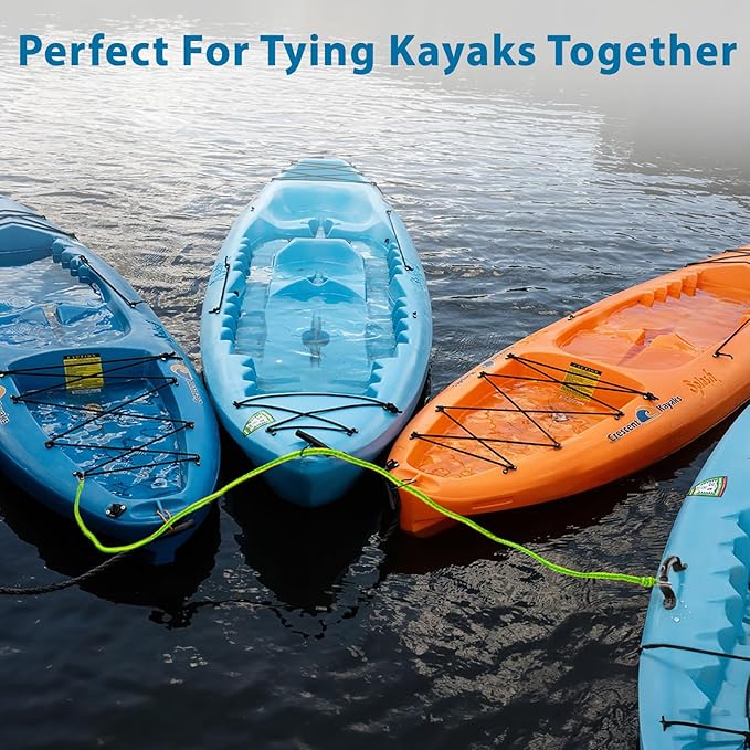 Floating Kayak Tow Rope with Clips – Quick Connect Rescue Line for Kayaks, Jet Ski Anchor Rope – Towing Rope for Tying Kayaks Together, Kayak Accessories, 20FT