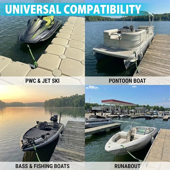 Obcursco 4FT Bungee Dock Lines with 316 Stainless Steel Clip, Heavy Duty Shock Absorbing Boat Rope Mooring Tie Down for Pontoon, Jet Ski, SeaDoo, Yamaha WaveRunner (2 Pack, Yellow/Green)