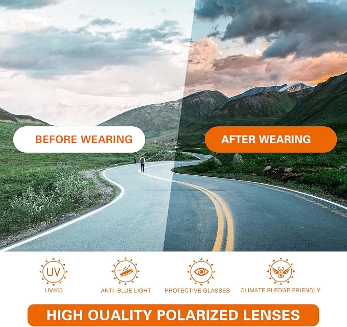 suoso Sports Polarized Sunglasses for Men: Women UV400 Protection Wrap Around Sun Glasses for Golf Fishing Running Driving