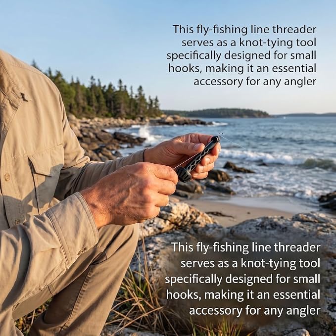 Magnetic Fly Fishing Threader - Tippet Knot Tying Tool for Small Hooks, Essential Angler Helper Accessory