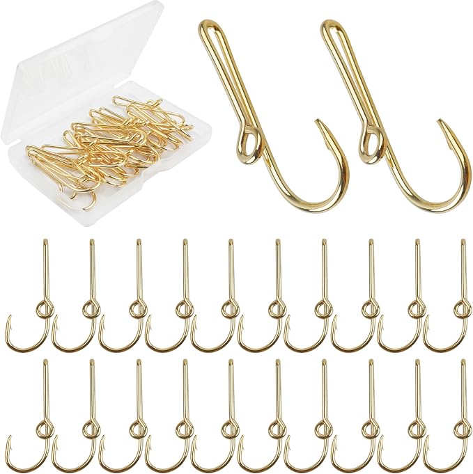 Fishing Hook Hat Pins,10pcs/20pcs Pins for Fishing Hat Hook Clip,Tie Clips for Hat Clasp Fashion Trend Hat Decoration Gold&Black