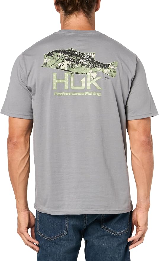 HUK Mens Performance Fishing Logo Tee, Short Sleeve T-Shirt for Men