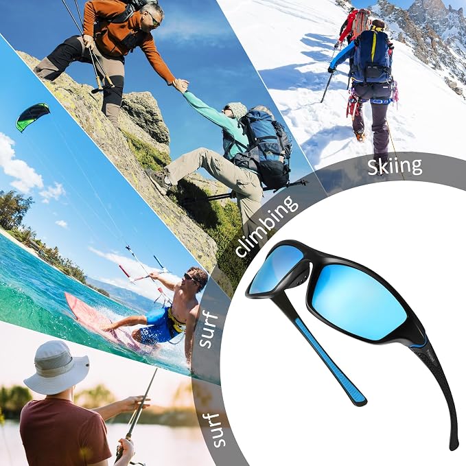 TOODOO 4 Pairs Men Polarized Sunglasses with UV Protection Driving Glasses Sports for Sport Outdoor Activities
