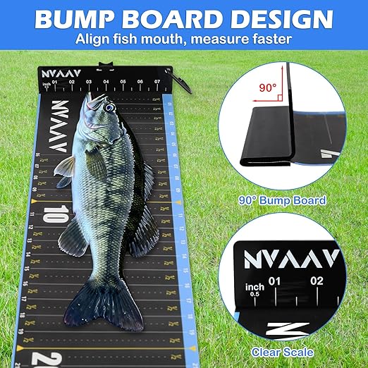 53in Fish Ruler, Waterproof Fish Measuring Tape, Portable Fishing Ruler with Bump Board, Fishing Measurement Tool for Boat, Kayak, Coolers, Yacht and Workbench