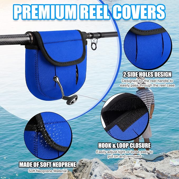 Fishing Spinning Reel Cover Bag for 2000-6000 Series Baitcasting Trolling Fishing Reels Protective Cover Case Pouch Sleeve Gloves