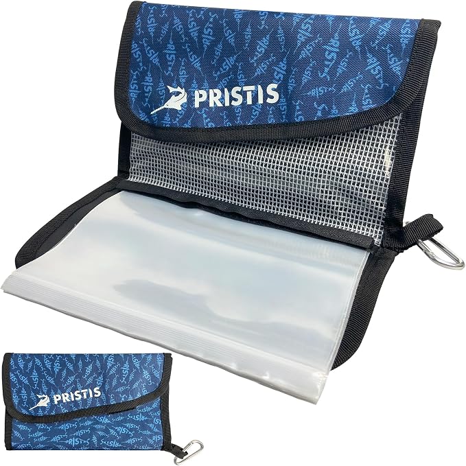 Pristis Fishing Soft Lure Storage Binder Bag, Plastic Bait Organizer Wallet Case with 6 Transparent Pocket Sleeves for Worm Rigs Lines, Durable Tackle Accessory for Saltwater Freshwater