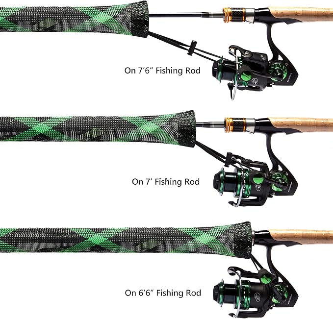 BASSDASH Casting Spinning Fishing Rod Sleeves Protective Rod Socks for Fishing Poles Up to 7-1/2ft