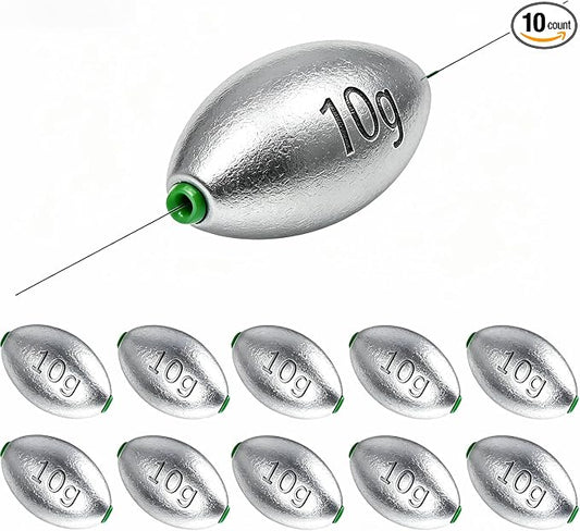 Egg Sinkers Fishing Weights, Oval Slip Sinkers Bullet Lead Fishing Weights for Freshwater Saltwater Tackle Set 1/8oz to 1oz