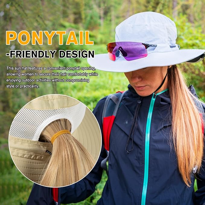 TOP-EX Men's Wide Brim Sun Hat UPF 50+ Waterproof, Packable Breathable Mesh Boonie Bucket Cap for Hiking Fishing Safari