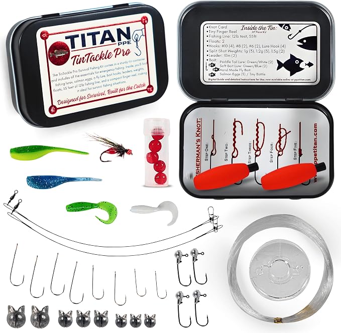 TinTackle Pro – Compact Survival Fishing Kit with Mini Finger Reel | Ultralight Emergency Fishing Gear for Camping, Hiking & Outdoor Survival