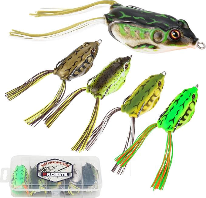 Soft Frog Lures, Topwater Swimbaits for Bass Fishing, Realistic PVC Design, Weedless Hooks, Perfect for Freshwater & Saltwater, Effective Fishing Lures for Pike & Snakehead