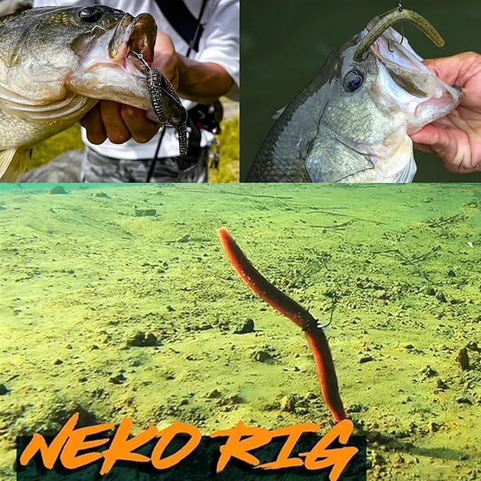 30 Pcs 5.5" /0.35oz,4"/0.2oz Senko Wacky Worms Soft Fishing Lures，Classics/Soft,5 Colors Mixed Kit Plastic Worm Stick Baits for Bass Freshwater Saltwater Fishing