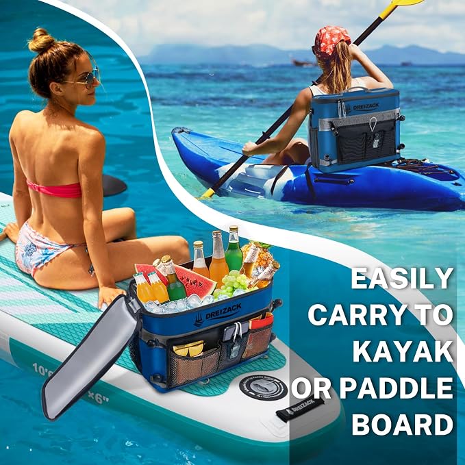 Dreizack Kayak Cooler Behind Seat, Waterproof Cooler for Kayaking,Paddle Board Cooler Compatible with Lawn-Chair Seat Kayak Accessories Cooler Bag Kayak Cooler Tow Behind for Camping Fishing