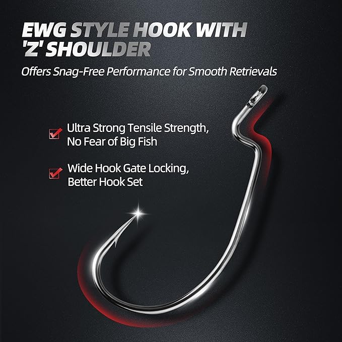 Swing Weedless Ned Rig Jig Heads - 20pcs Weedless Jig Head Hooks for Bass Fishing, Ideal for Ned Rig Baits, Durable Jigheads for Fishing, Anglers