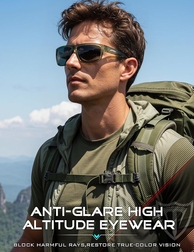 ATTCL Polarized Sunglasses Men for Fishing: UV Protection Lightweight TR90 Sports Wrap Sun Glasses Driving Golf Running