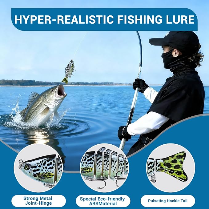 Keenjorika Fishing Lures Multi Jointed Fish Fishing Kits, Slow-Sinking Lifelike Segmented Swimbait Crankbaits, Realistic Swimming Action for Bass, Trout, Pike & Walleye, Freshwater and Saltwater