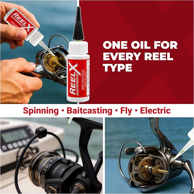 ReelX Fishing Reel Lubricant, Extreme-Pressure Anti-Corrosion Oil for Bearings, Spinning, Baitcasting, Spincast, Fly, Trolling & Electric Reels, Smooth Casting Saltwater Freshwater Protection, 1 oz