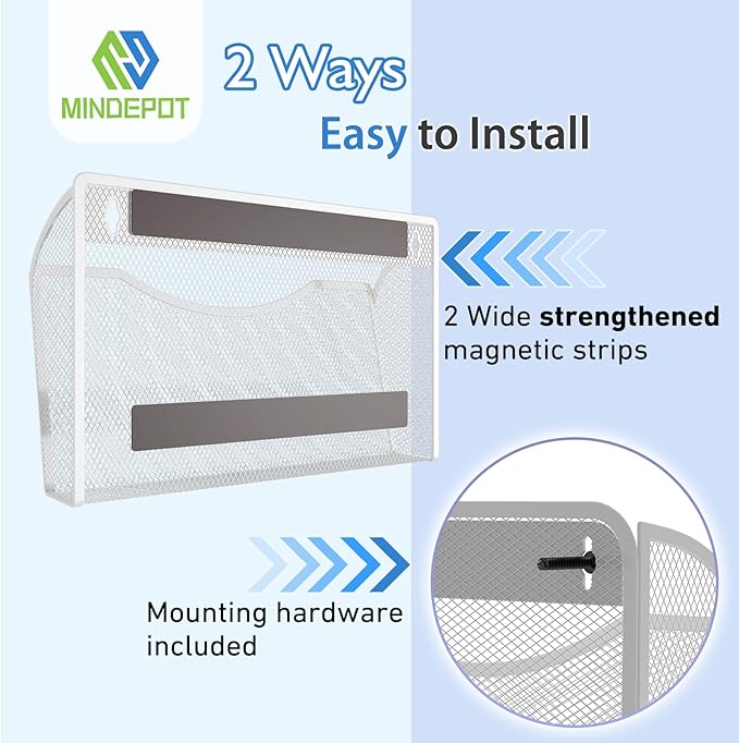 Magnetic Wall File Organizer,Hanging Wall Mounted File Folder Binder Holder Mail Organizer for Office,Home and School Supplies