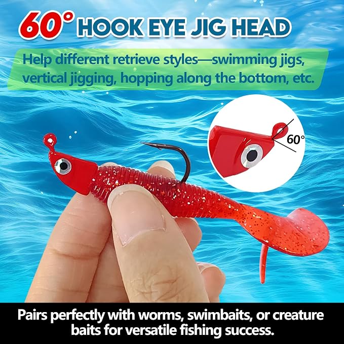 Eupheng Saltwater Jig Heads Pack of 15, Super Sharp Black Nickel Hooks with Bait Keepers for Freshwater & Saltwater Fishing