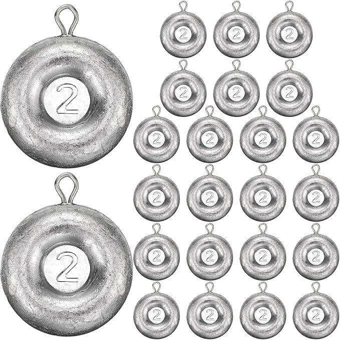 24 Pieces Fishing Disc Sinkers Weights Disc Sinker Fishing Sinkers Weights for Saltwater Catfishing Trolling Surf Tackle