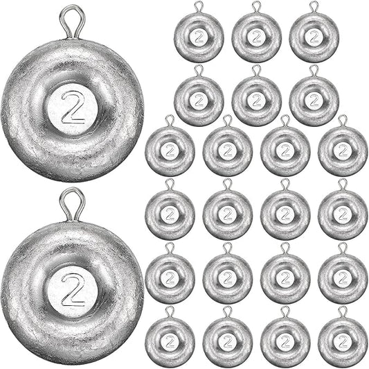 24 Pieces Fishing Disc Sinkers Weights Disc Sinker Fishing Sinkers Weights for Saltwater Catfishing Trolling Surf Tackle