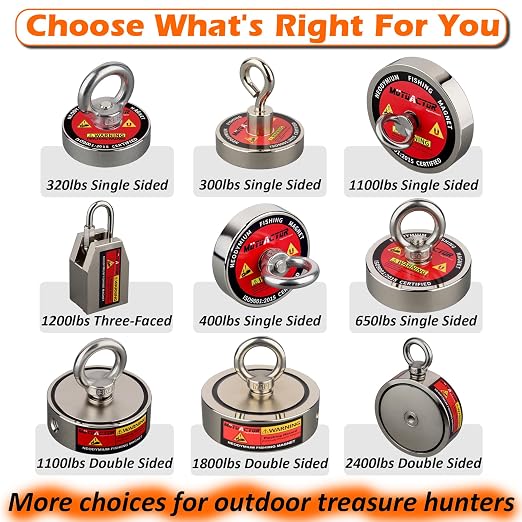 MUTUACTOR Heavy Duty Fishing Magnet Kit,500lb Neodymium N52 Magnets with 65Ft Salvage Rope and Grappling Hook,Retrieval Rare Earth Magnets for Recovery Lost Treasure in Lake Rivers