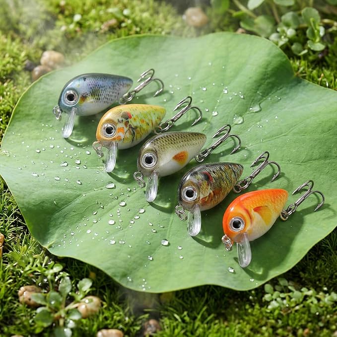 5 Pcs Mini Fishing Lures Hard Baits Hooks Micro Fishing Lures Crankbaits Baits Topwater for Freshwater and Saltwater