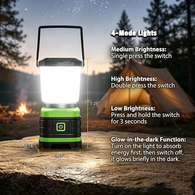 Lichamp LED Camping Lantern, Battery Powered LED Lights Camping Essentials, Portable Lanterns Flishlights for Emergency, Hurricanes, Outdoor Hiking, Power Outages, Survival Gear and Home Use, 4 Pack