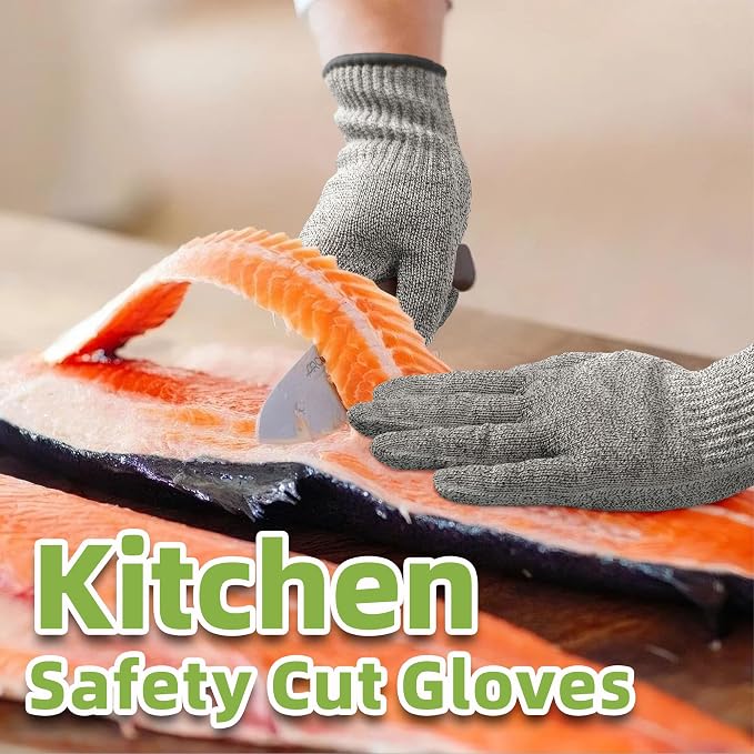 Schwer SlicePro ANSI A9 Cut Resistant Gloves, Food Grade Cutting Gloves for Kitchen Food Prep, Mandoline Gloves for Meat Cutting, Oyster Shucking, Fish Fillet Processing, PR1501-G, 2 Pairs, L