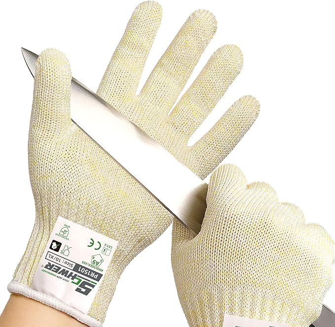 Schwer SlicePro ANSI A9 Cut Resistant Gloves, Food Grade Cutting Gloves for Kitchen Food Prep, Mandoline Gloves for Meat Cutting, Oyster Shucking, Fish Fillet Processing, PR1501, XL