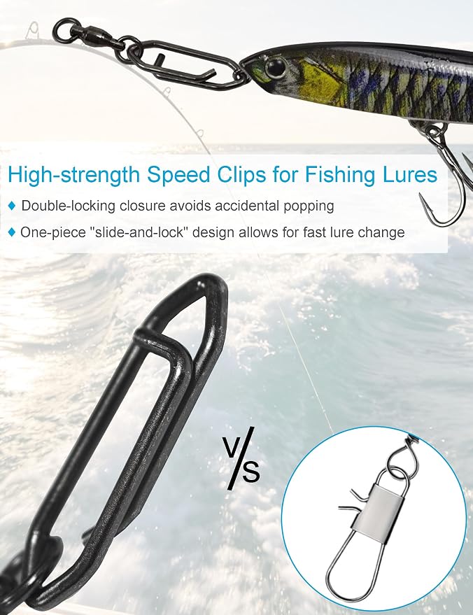 Ball Bearing Fishing Swivels with Speed Clips - 29pcs/Box Black Nickel Stainless Steel Snap Swivels, Size 0# - 4# Saltwater & Freshwater Quick Change Lure Snap
