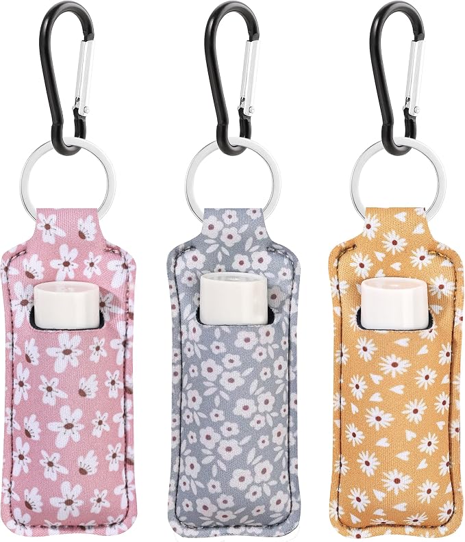 COOKOOKY Keychain Holder for Chapstick Lipstick Lip Gloss Cute Lip Balm Keychain Holder with Clip
