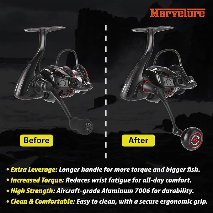 Locked-Type Power Handle (Hexagon Shaft) Compatible for Okuma Ceymar Avenger Inspira Helios Epixor XT Spinning Fishing Reels (Not for Ceymar HD)