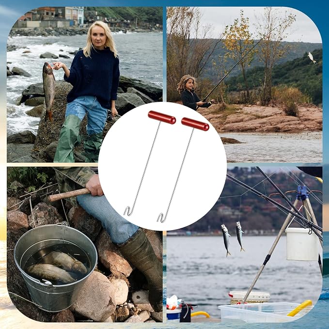 Sotiff 2 Pcs 12 in Stainless Steel Fish Hook Remover Tools Summer Fishing Hook Quick Removal Device Saltwater Dehooker Aluminum and Fish Dehooker for Fisherman