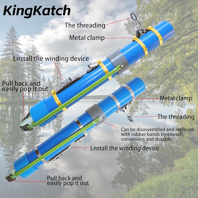 Portable Fishing Catapult Rod, Durable & Lightweight Telescopic Lure & Bait Launcher for Saltwater & Freshwater, High Elasticity Casting Tool, Professional New Model Travel Fishing Gear
