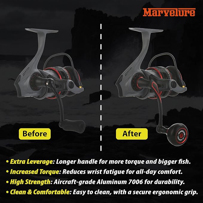 Power Handle Compatible for Abu Garcia Revo X/Revo SX/Revo Winch/Revo Rocket 20-40, Zata 2500-4000 Spinning Reels