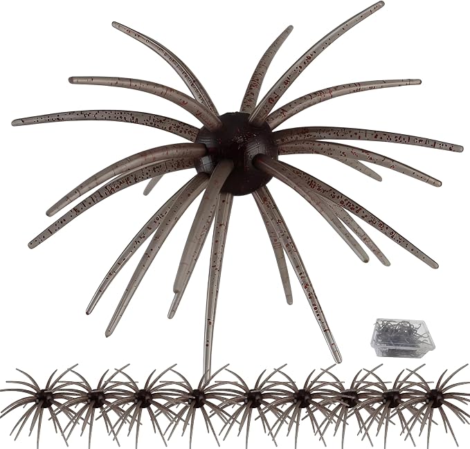 Creature Bait for Bass Fishing – Soft Plastic Fishing Lures, Fuzzy Dice & Sea Urchin Style Finesse Bait for Freshwater, Trout & Crappie with Tackle Box