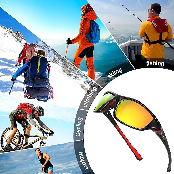 TOODOO 4 Pairs Men Polarized Sunglasses with UV Protection Driving Glasses Sports for Sport Outdoor Activities
