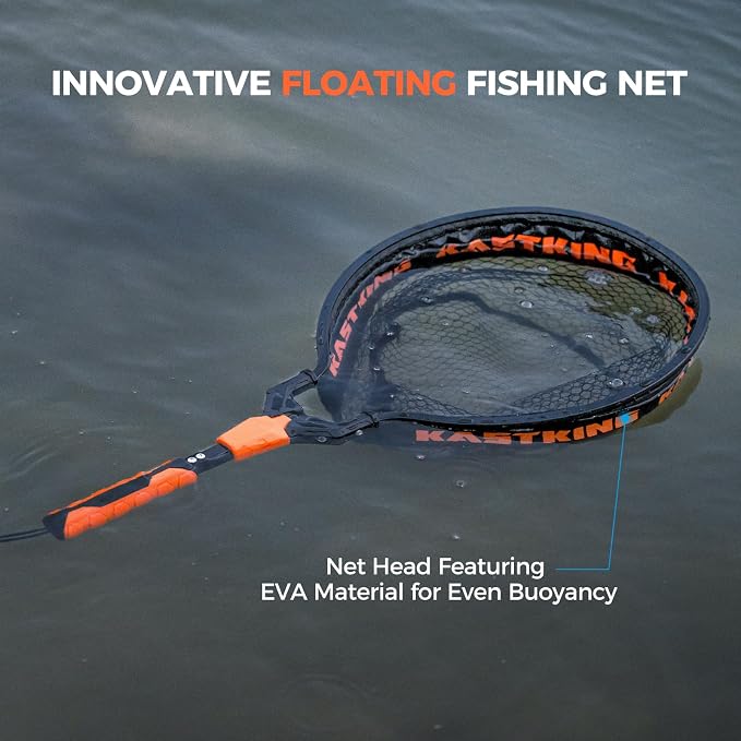 KastKing Titanet Fishing Net, Durable Aluminum Handle, Non-Slip Hi-Vis Grip, Compact Bag & Lanyard, Ideal for Kayak, Lake, Fly, or River Fishing, 2 Net Options