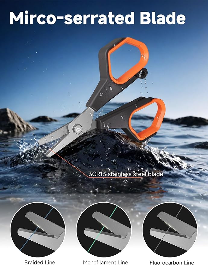 2pc Fishing Scissors,3.9" Stainless Steel Fishing Line Cutter for Fishing Braided Line,Non-Slip Grip Small Fishing Scissors for Saltwater