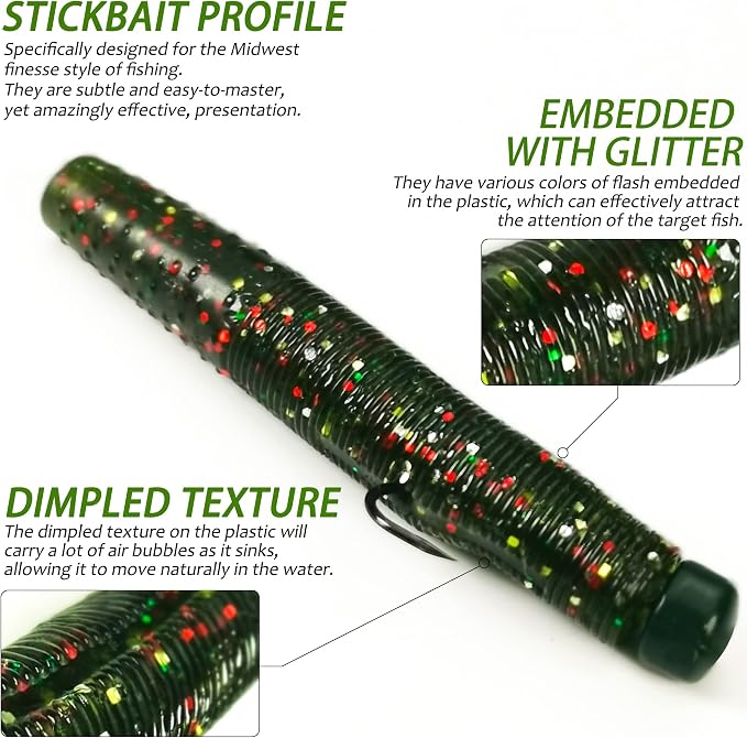 Ned Rig Jig Heads TRD Stick Worms Kit, 60, 35 Pack Ned Rig Lures Mushroom Jigs Finesse Soft Plastic Baits for Bass Fishing Freshwater Saltwater