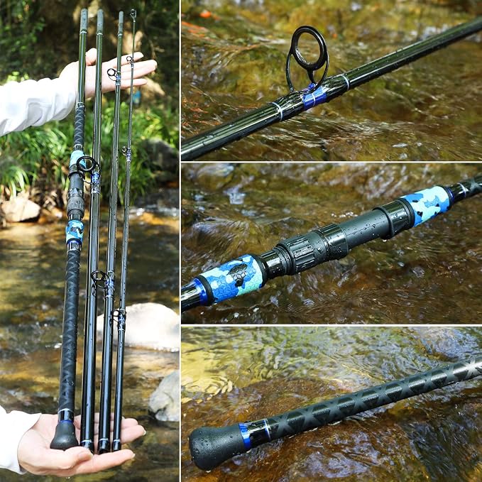 Sougayilang Surf Fishing Rod Portable Travel MH/H Surf Spinning Rod 4 Piece Carbon Fiber Saltwater Fishing Rod 10'/11'/12'/15'