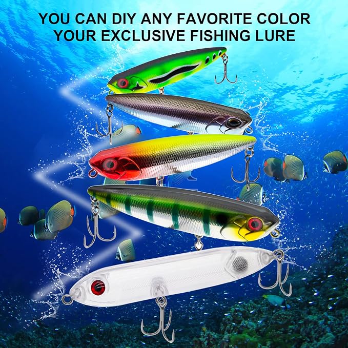 10pcs/20pcs Fishing Blanks Lures Kit Fishing Topwater Unpainted Swimbait Unpainted Crankbaits Hard Baits DIY Lure for Bass Salmon Trout Saltwater and Freshwater