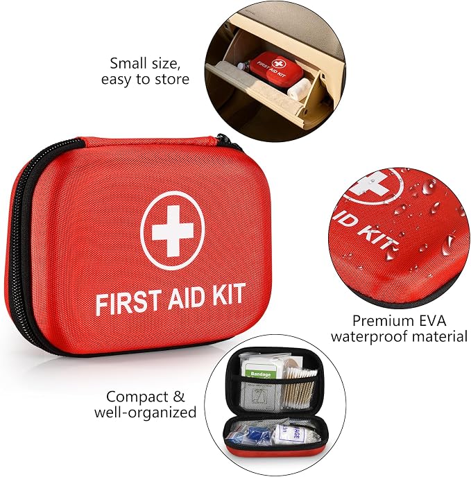 115 Piece Hard-Shell Portable EVA Emergency Medical Kit, Suitable for Home, Travel, Outdoor, Camping, Office, Car, Hiking, and School (115 Pack)
