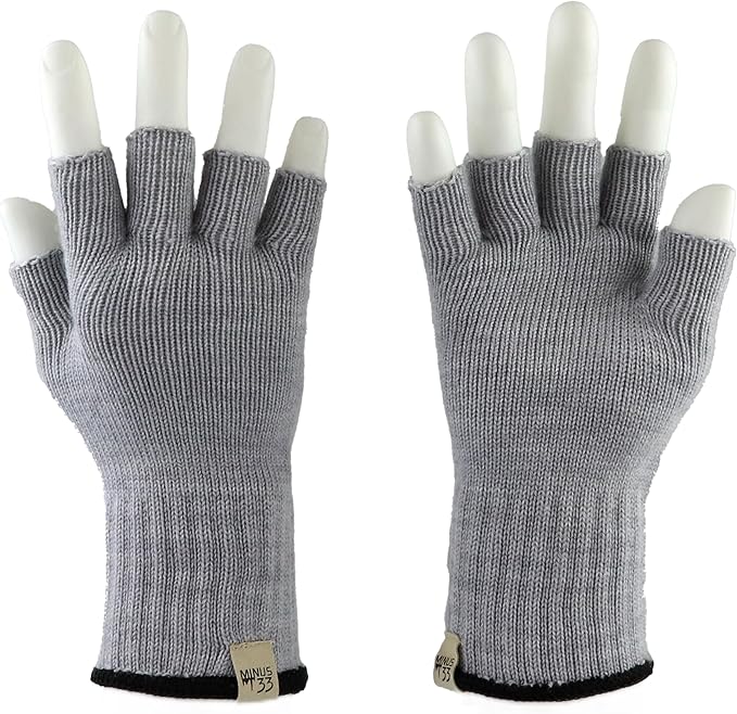 Merino Wool Fingerless Gloves - Hunting and Fishing Liner - Half Finger Warm Knitted Gloves