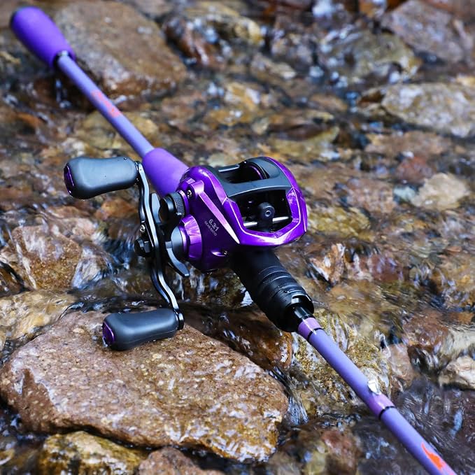 Sougayilang Baitcaster Combo –IM6 Graphite M/MH 2-Piece Rod, Stainless Steel Guides with Ceramic Rings,6.3:1 Gear Ratio High Speed Reel for Bass,Walleye, Catfish, Panfish Fishin