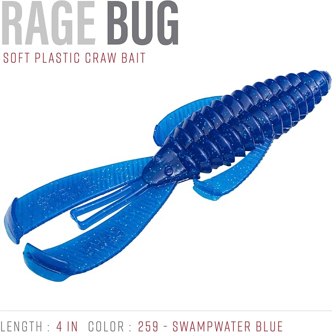 Strike King Rage Bug Fishing Lure, Soft Plastic Grub, Unique Design, Subtle Action